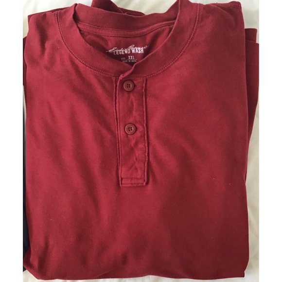Eddie Bauer Shirt Henley Men's Blue, Red Legend Wash Long Sleeve Sz XXL Lot of 2 - Picture 3 of 5
